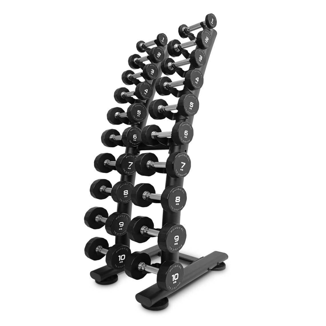 Physical Upright Dumbbell Rack with PU Dumbbell Sets