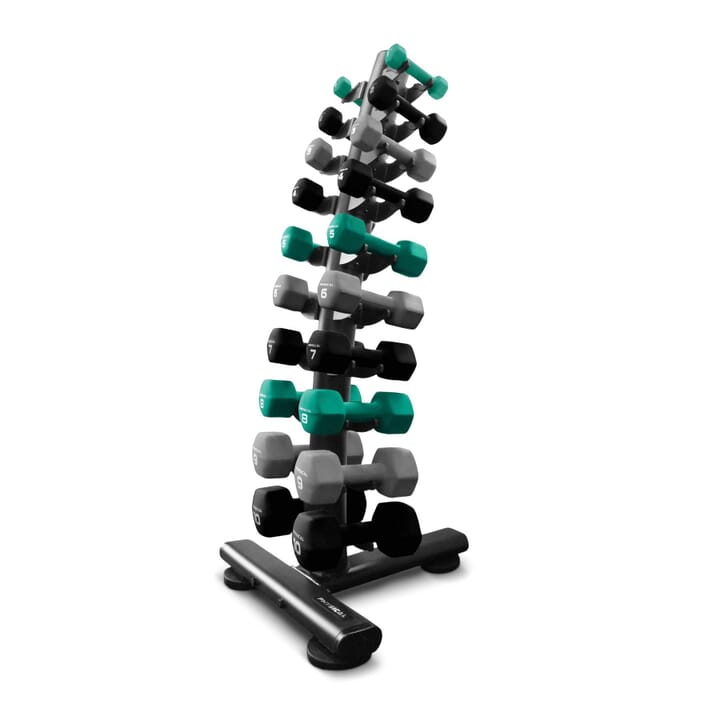 Physical Studio Upright Dumbbell Rack complete with set of 10 pairs of Neo-Hex Dumbbells Physical Studio Upright Dumbbell Rack complete with set of 10 pairs of Neo-Hex Dumbbells