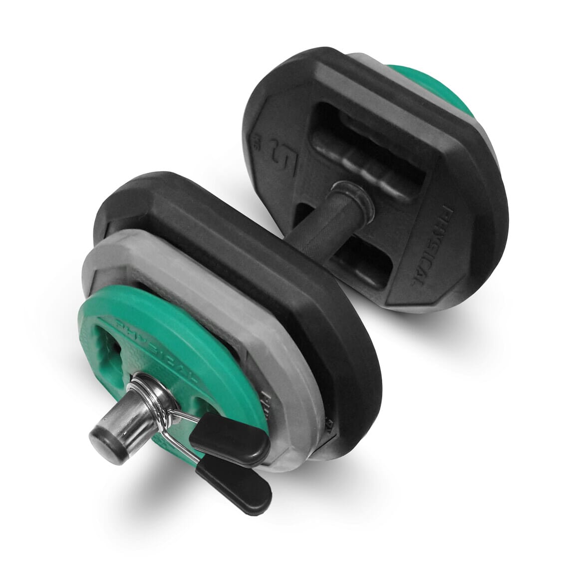 Physical Adjustable 17.5kg Rubber Dumbbell Set with Bars and Collars