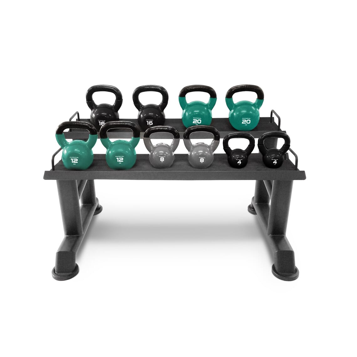Physical Kettlebell Storage Rack with 10 Vinyl Kettlebells